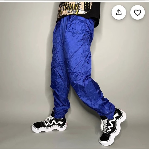 Vintage Nylon Royal Blue Athletic Track Pants Varsity Joggers M - Picture 12 of 12